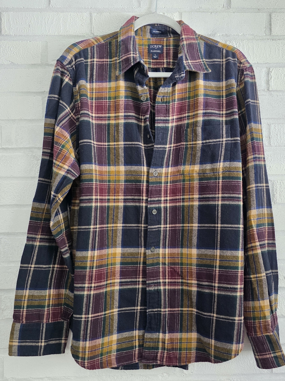 J.CREW Men's Plaid Flannel Cotton Button-Front Shirt Large Multicolor Classic